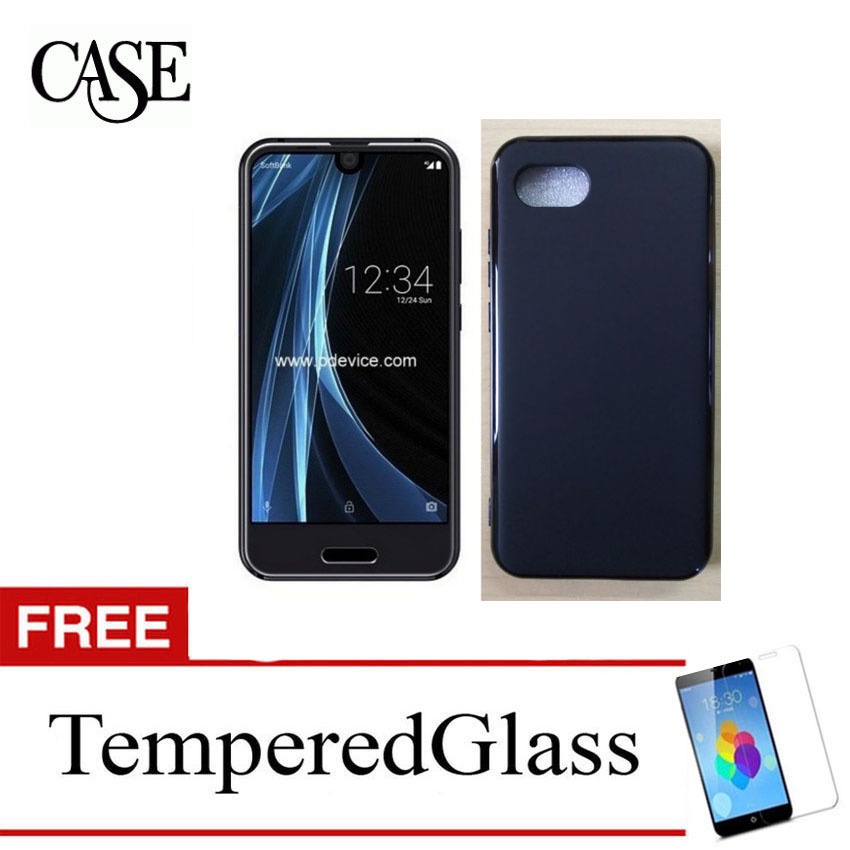 Black Soft Case for Sharp Aquos R 2017 - SHV39 - 5.3 inch - Gratis Tempered Glass