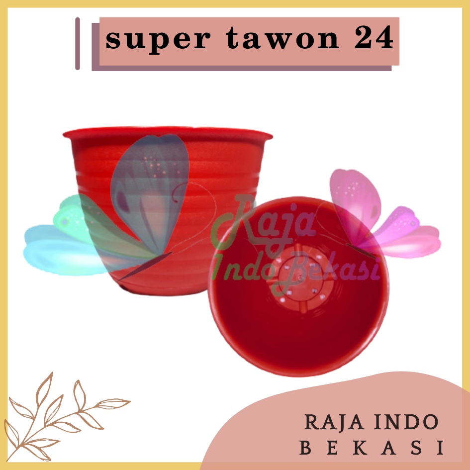 Pot Super Tawon 24 Cm Merah Bata Garden Of Love Pot Plastik 24CM Bkn Pot Tawon Pirus Tinggi Putih