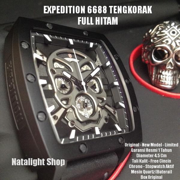 Jam Tangan Pria Sport Elegan Mewah Expedition 6688 Tengkorak Original