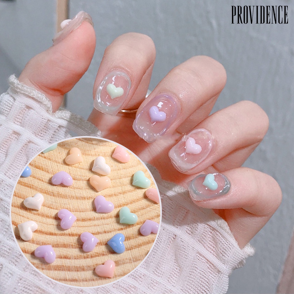 Providence 6Grids/Box Nail Heart Ornament Flat Back 3D Effect Color Changing White Pink Heart Nail Art Decorations Charms for Manicure