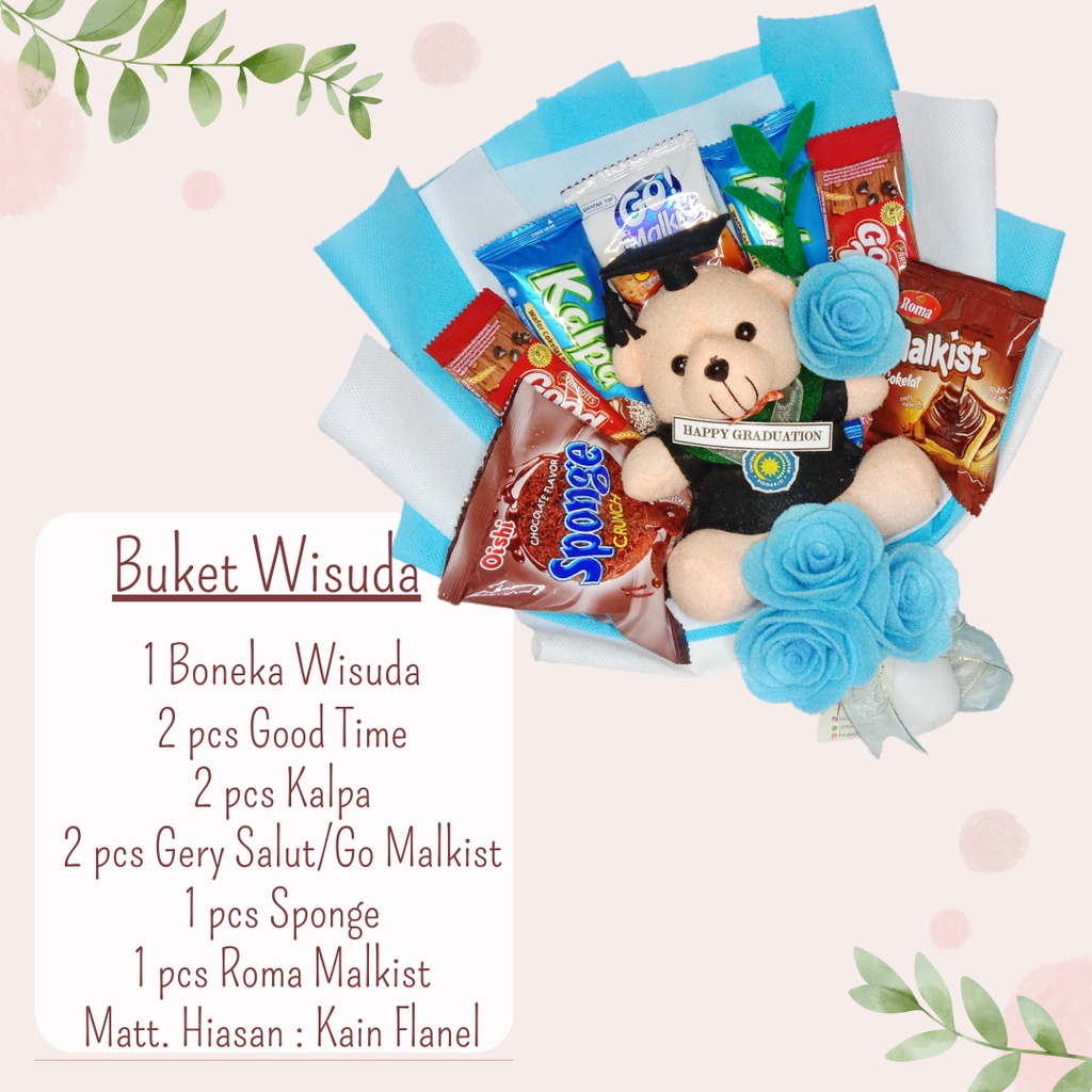 Jual Buket Boneka Wisuda Dengan Snack Untuk Hadiah Kado Gift Graduation