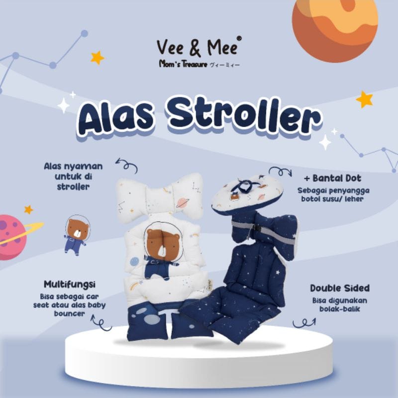 Vee &amp; Mee Alas Stroller / Bouncer / Car Seat + Bantal Dot Anti Bakteri Astronaut Bear Series  - VMA 1040