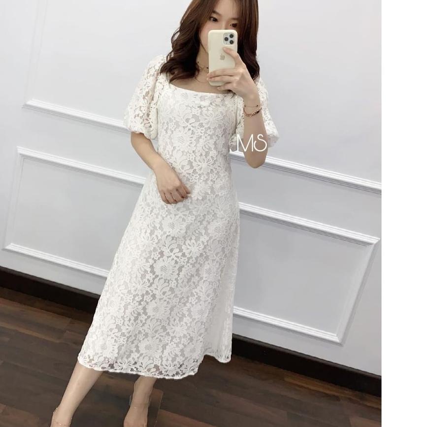 DRESS SCARLET BRUKAT / DRESS BRUKAT WANITA warna putih Lilac ungu hitam / Dress Sabrina brokat corne