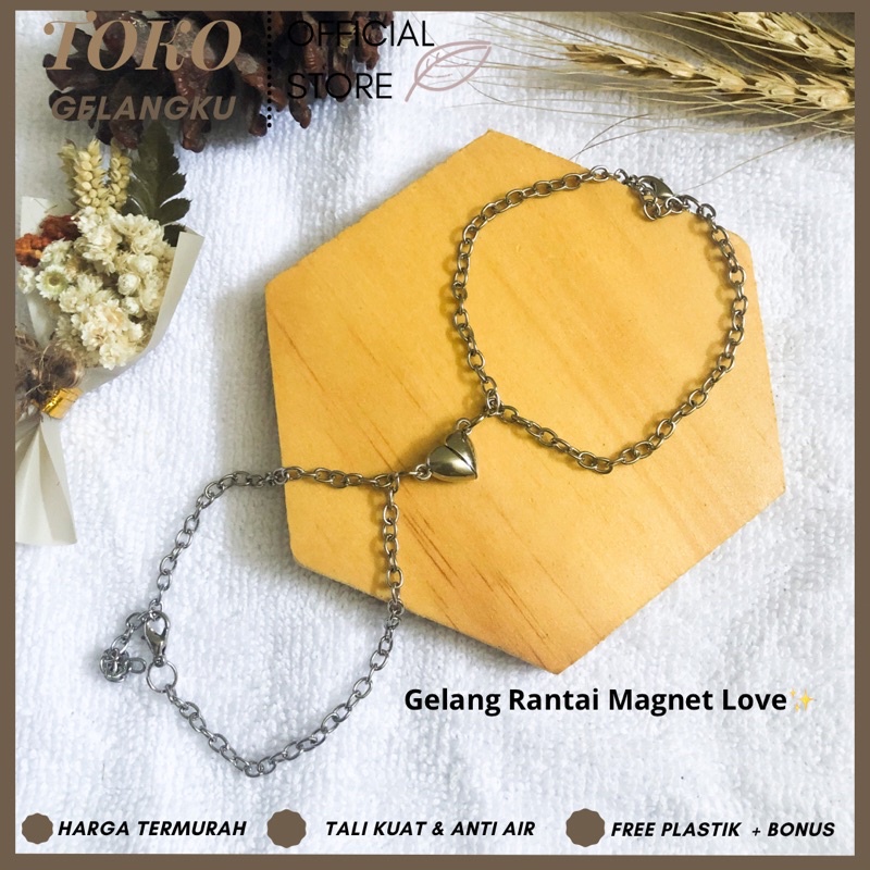 (2 GELANG ) GELANG RANTAI COUPLE MAGNET LOVE ( BELI 10 FREE 1 GELANG POLOS ) / Gelang Tali Huruf Inisial Pria Wanita / Gelang Couple Sahabat Pacar / Bracelet initial Abjad