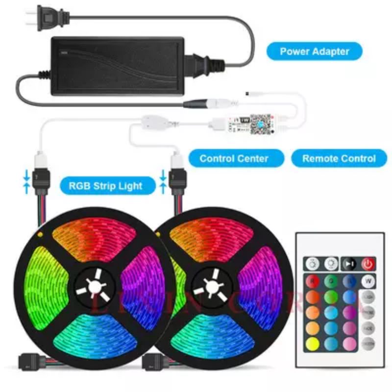 Paket LED strip 5m 10m RGB 3528 5050 Waterproof Non waterproof 5meter 10meter Indoor Outdoor Set Ledstrip Untuk luar maupun di Dalam ruangan Pariasi Mobil Cafe dll