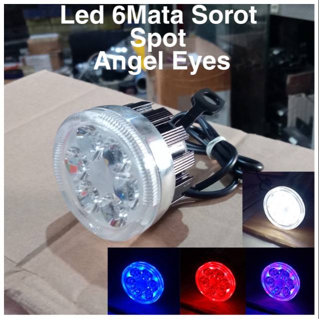 Lampu Sorot Led Motor Mobil 6Mata Angel Eyes