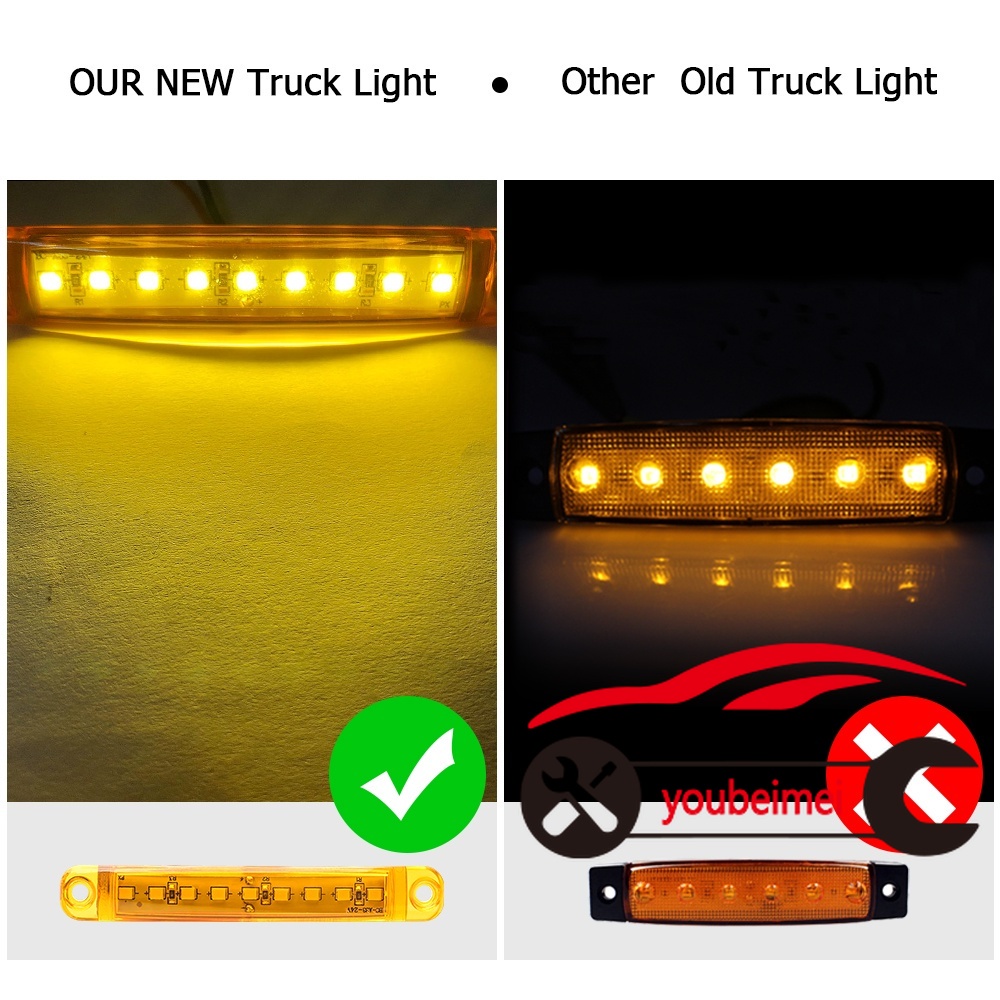 2 Pcs Lampu Indikator Rem Samping Truk Universal DC12V 24V 9LED Tahan Air