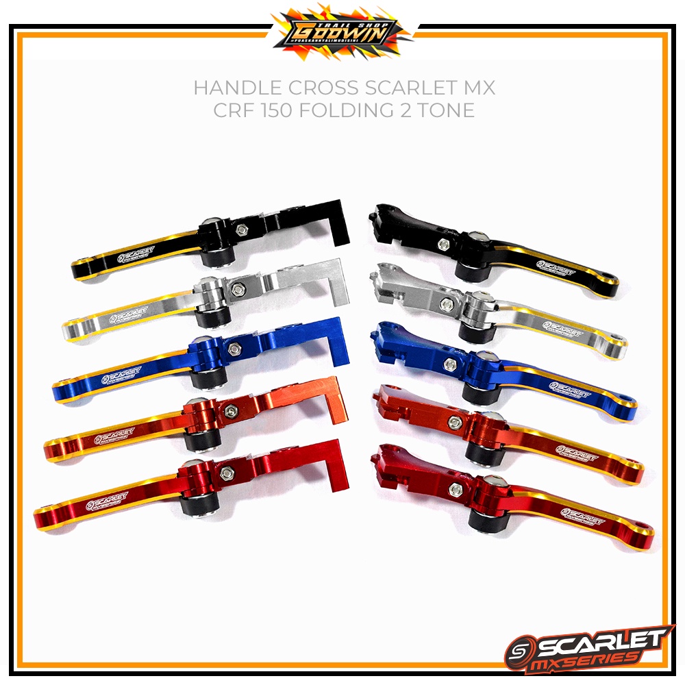 Handle Tuas Rem Cross SCARLET MX KLX 150 / CRF 150L / WR 155 Folding 2 Tone Full CNC Terbaru