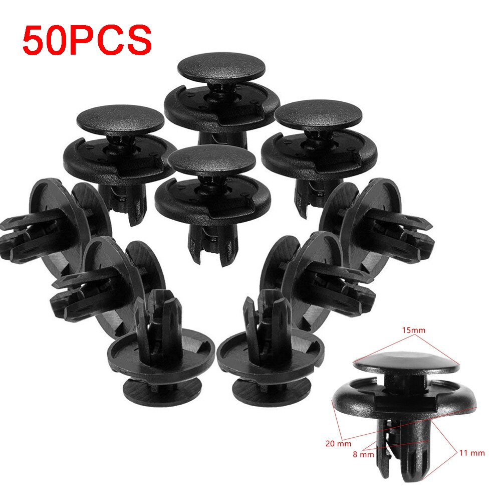 50pcs Klip Rivet Auto Bumper Fastener 8mm 6MM Lubang Rivet Penahan Dorong Penutup Mesin Lis Pintu Mobil Panel Klip Pengencang Untuk BMW toyota honda city jazz Perodua Myvi Viva Axia proton x70 Y15 R25 R15 RS150 LC135 NVX NMAX XMAX Vario VF3i RFS150