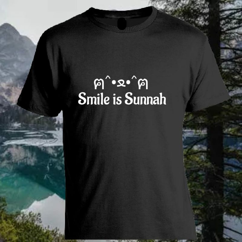 kaos baju tshirt sablon digital polyflex emot kucing smile is sunnah