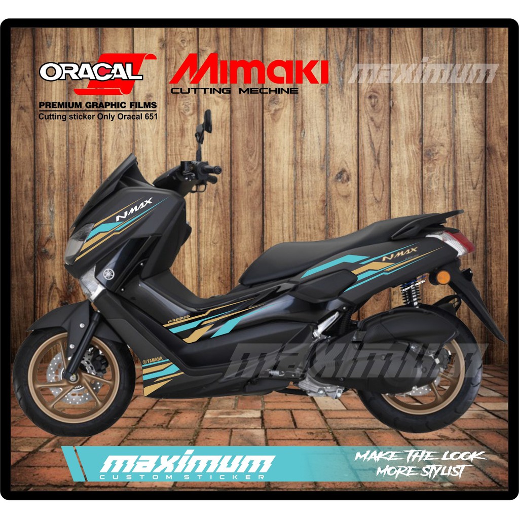 cutting sticker nmax - striping stiker oracal biru gold nmax