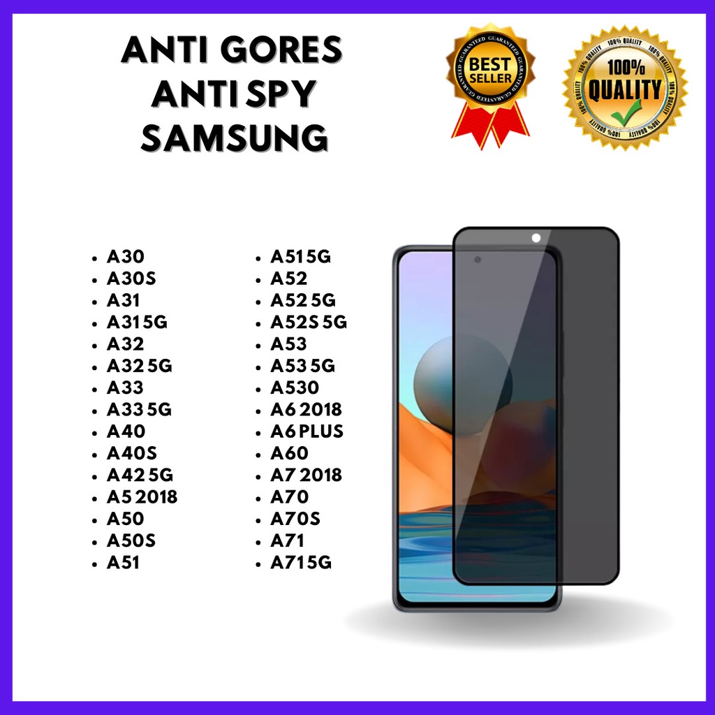 TG ANTI SPY / ANTI PRIVACY - SAMSUNG A30-A30S-A31-A31 5G-A32-A32 5G-A33-A33 5G-A40-A40S-A42 5G-A5 2018-A50-A50S-A51 -A51 5G-A52-A52 5G-A52S 5G-A53-A53 5G-A530-A6 2018-A6 PLUS-A60-A7 2018-A70-A70S-A71-A71 5G