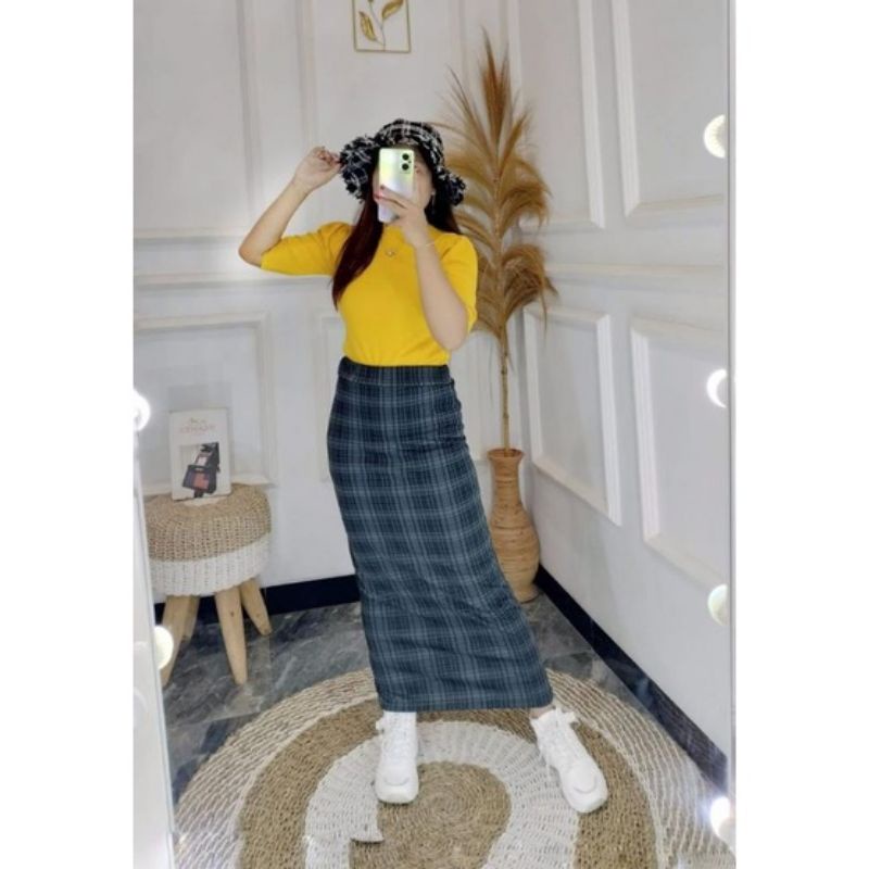 ROK KOREAN ROK /SPAN TARTAN // ROK SPAN PANJANG // SPAN SKIRT TARTAN//ROK TERMURAH/ROK KOREAN STAIL ROK KOTAK IMPORT