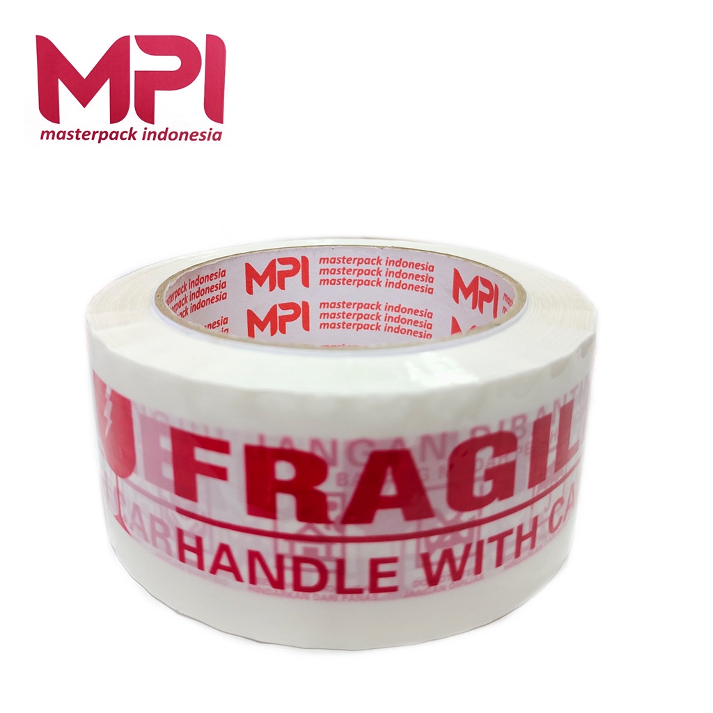 Lakban Fragile Putih Handle With Care 100 METER Jangan Dibanting MPI