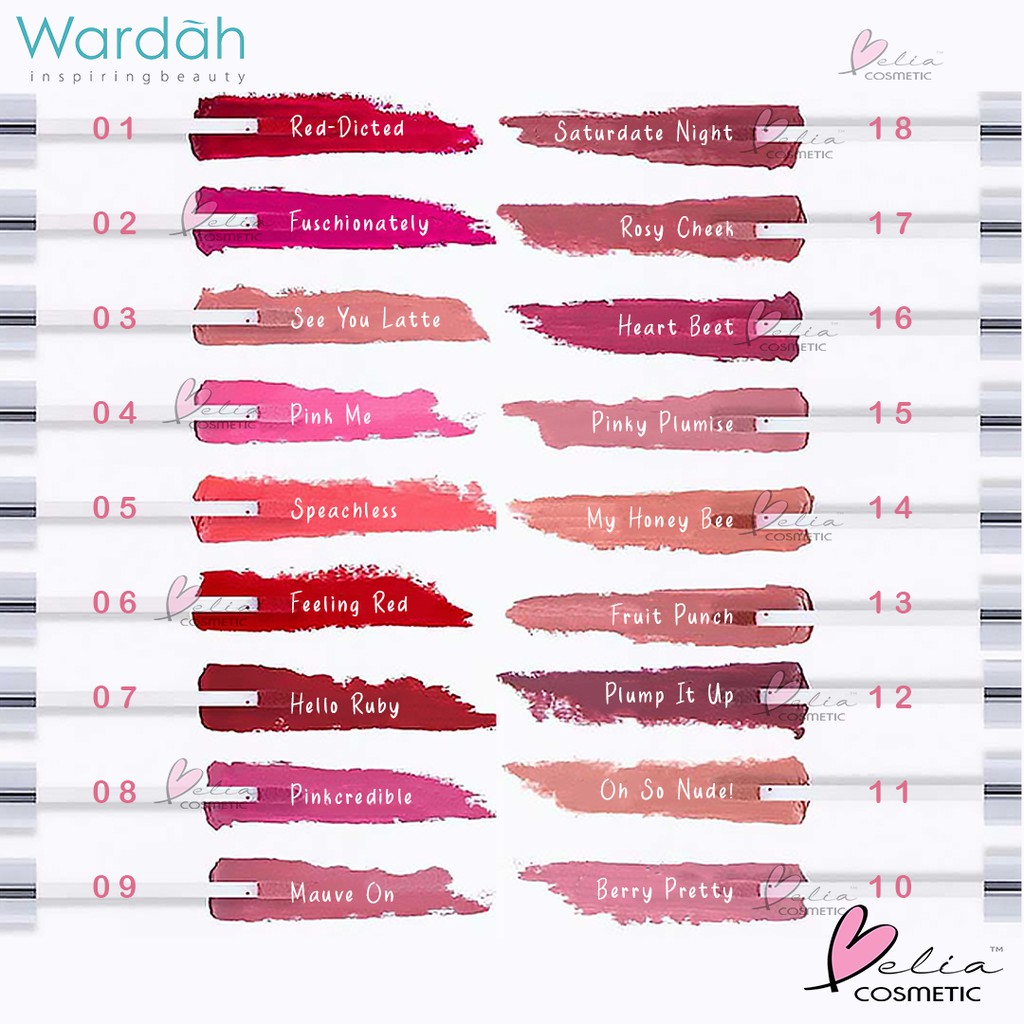 ❤ BELIA ❤ WARDAH Matte Lip Cream | Non Dry Formula, High Pigmented, SPF 20 PA++ | Moist Lip Cream | Matte | Melembabkan | Tekstur Velvety | Halus | No Cracking