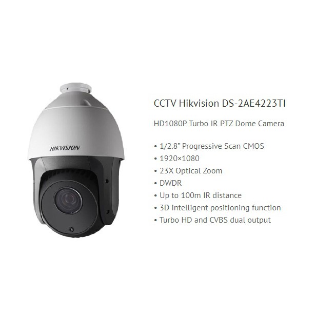 Hikvision CCTV Hikvision CCTV Turbo HD PTZ DS-2AE4223TI 1080P, 23X, 100m IR