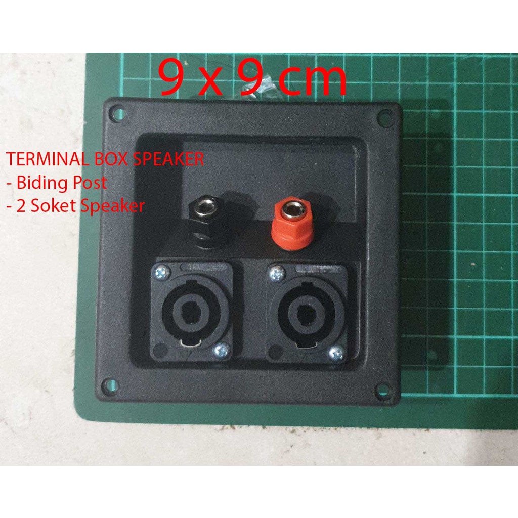 TERMINAL BOX SPEAKER BIDING &amp; 2 SOKET SPIKON (TERMINAL 2 IN 1)