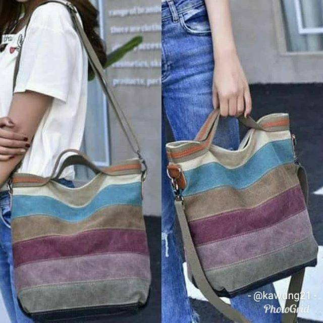 TW1845 Tas Selempang Wanita Motif Warna Cantik Sling Shoulder Bag Cewek Modis