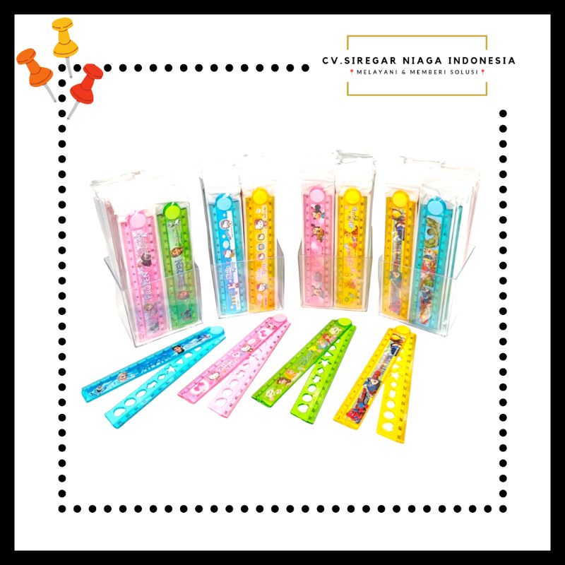 

(1 Pcs) Penggaris / Mistar Plastik Lipat Ukuran 15-30 Cm / Garisan Pola Karakter Lucu ORI Murah Berkualitas