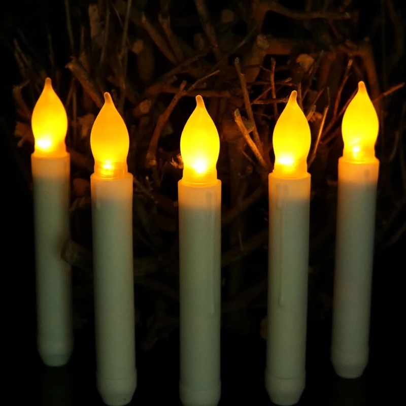 1Pcs Long Strip Flameless LED Electronic Candles/ Hand Candle Holders for Halloween &amp; Church Party Decoration/ Battery Operated Tea Lamp