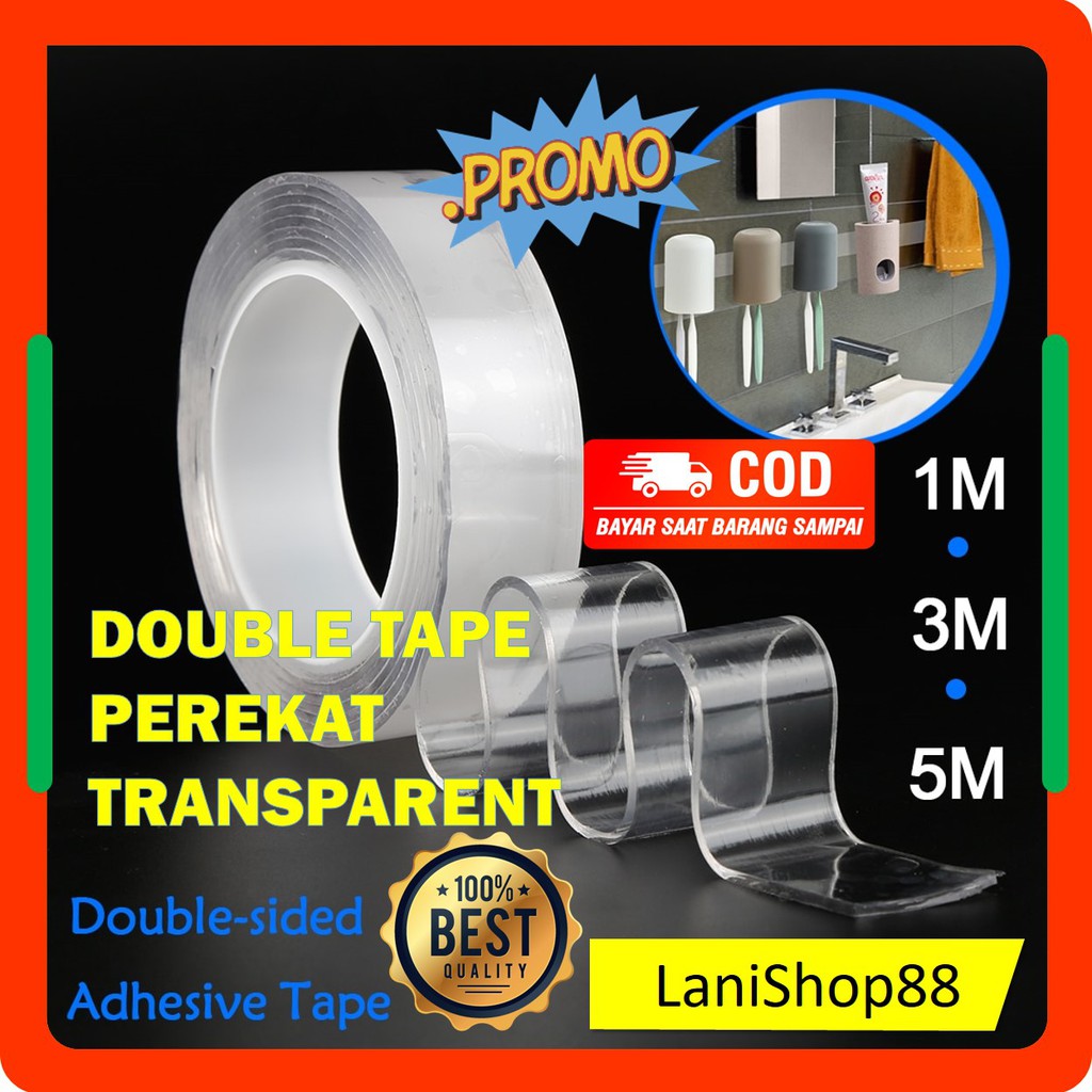 

Double Tape Tip Isolasi Lakban Solatip Perekat No Trace Washable Sticker Transparent DAYA REKAT KUAT