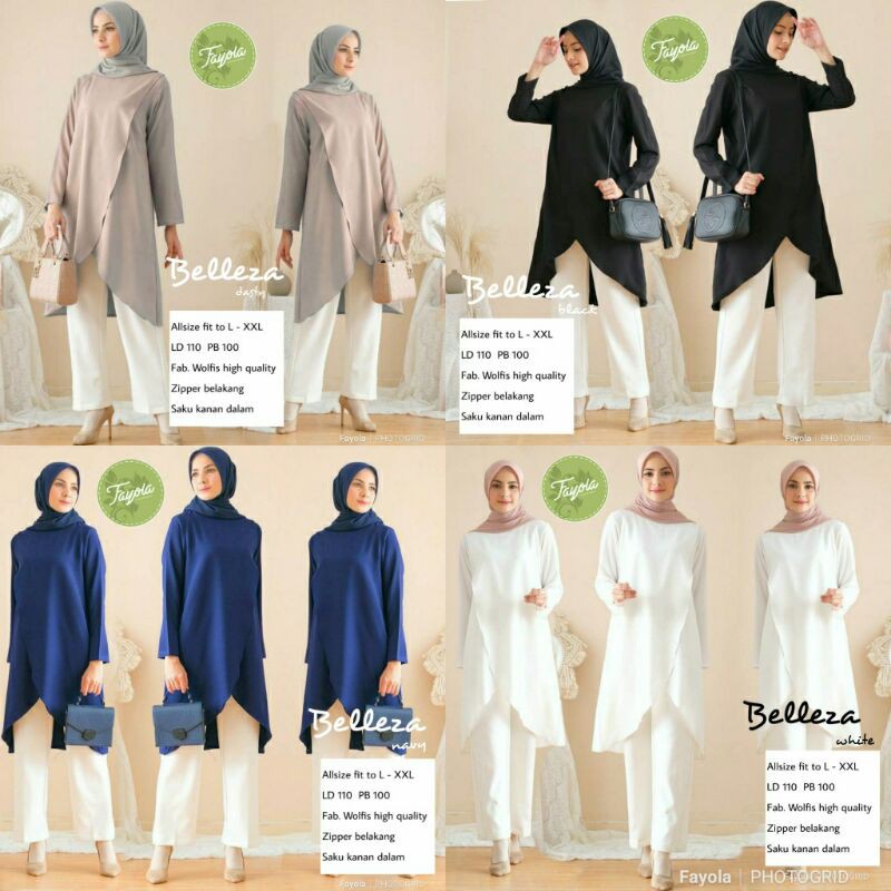 Belleza tunik polos wolfis jumbo fit to xl