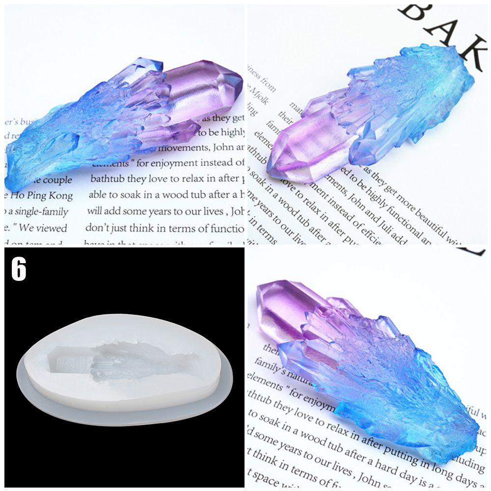 Suyo 1pc Cetakan Resin Handmade Bentuk Batu Kristal 3D Bahan Silikon