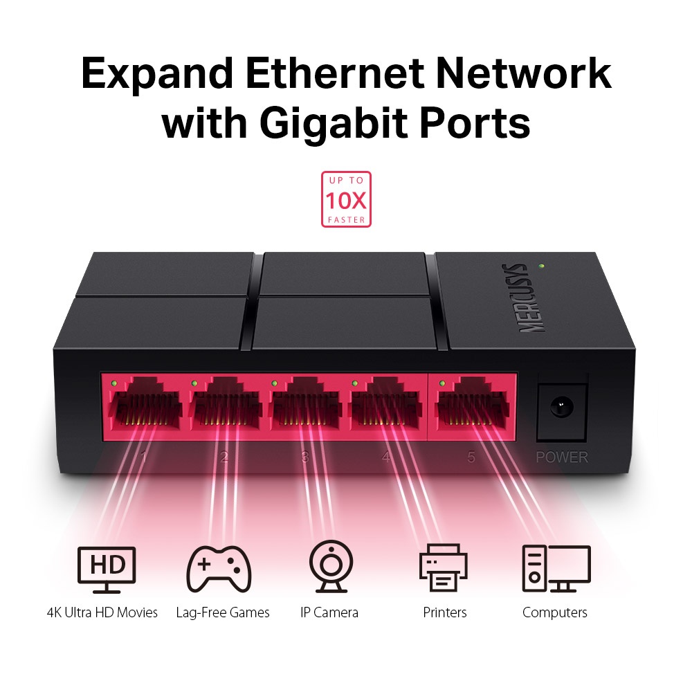 Switch Hub MERCUSYS MS105G 5-Port Gigabit 10/100/1000Mbps