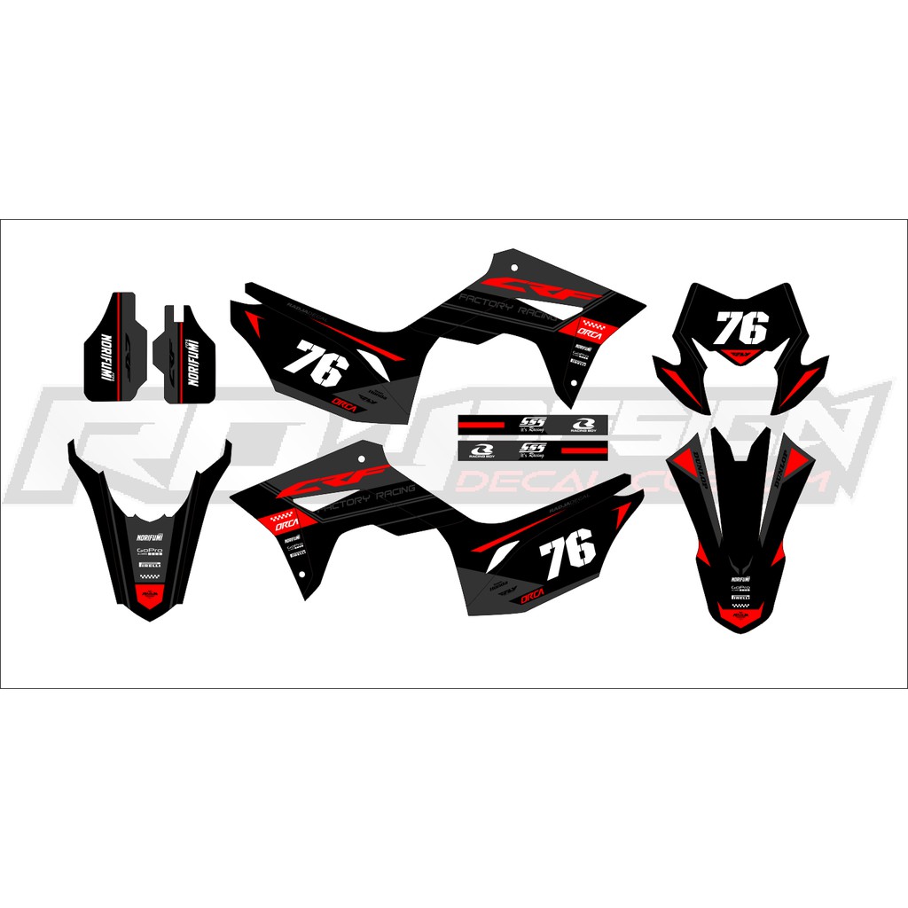 DECAL STICKER CRF 150 L (022) DEKAL STIKER MERAH HITAM ABU