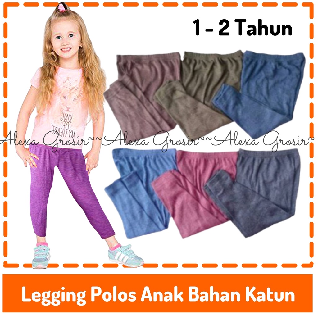 Celana Legging Panjang 1-2 Tahun Warna Polos Bahan Katun untuk Anak Perempuan