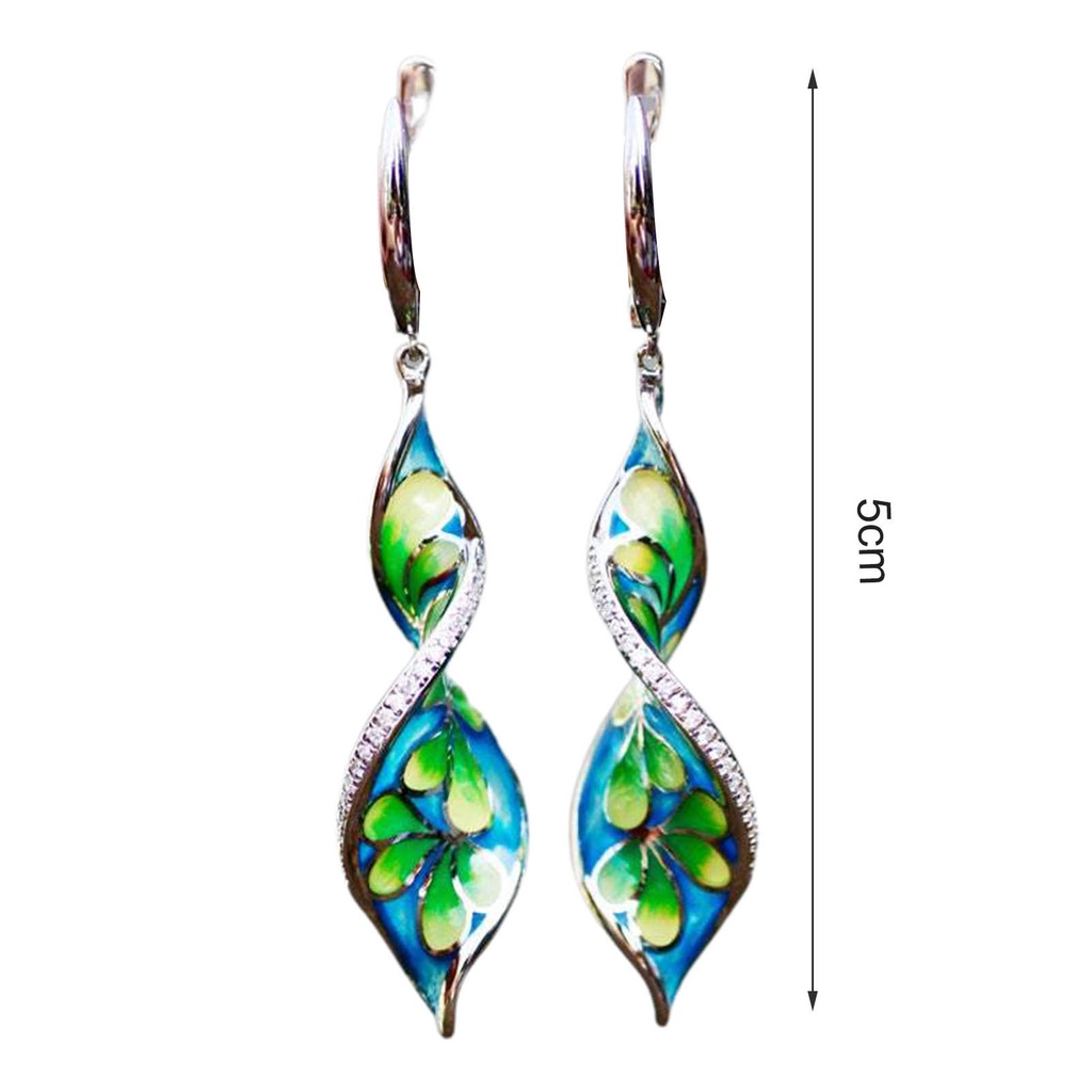 Hu Hu Hu Hu Hu Alat Bantu Pasang Kacamata♡ 1 Pasang Anting Kait Gantung Wanita Desain Spiral Enamel Gaya Vintage Tahan Lama Untuk Banquet