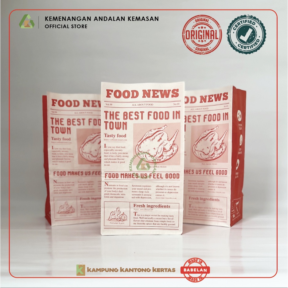 Jual Kantong Makanan Food Grade Paper Bag Makanan Kantong Kertas Roti Food News Shopee