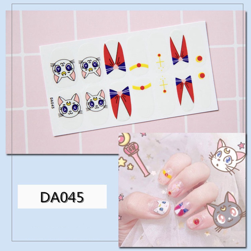 Da041-060 14pcs / Lembar Stiker Kuku Palsu 3d Untuk Nail Art Diy