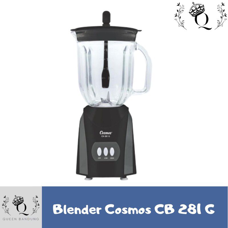 Blender Cosmos CB 281 G Gelas Kaca Safetyloc Pelumat Buah 2 Liter