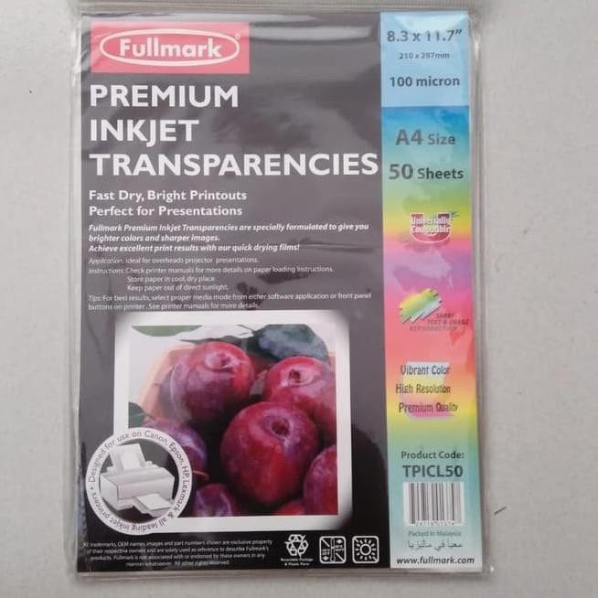 

Transparencies - Fullmark Premium Inkjet Transparencies A4 KERTAS HVS