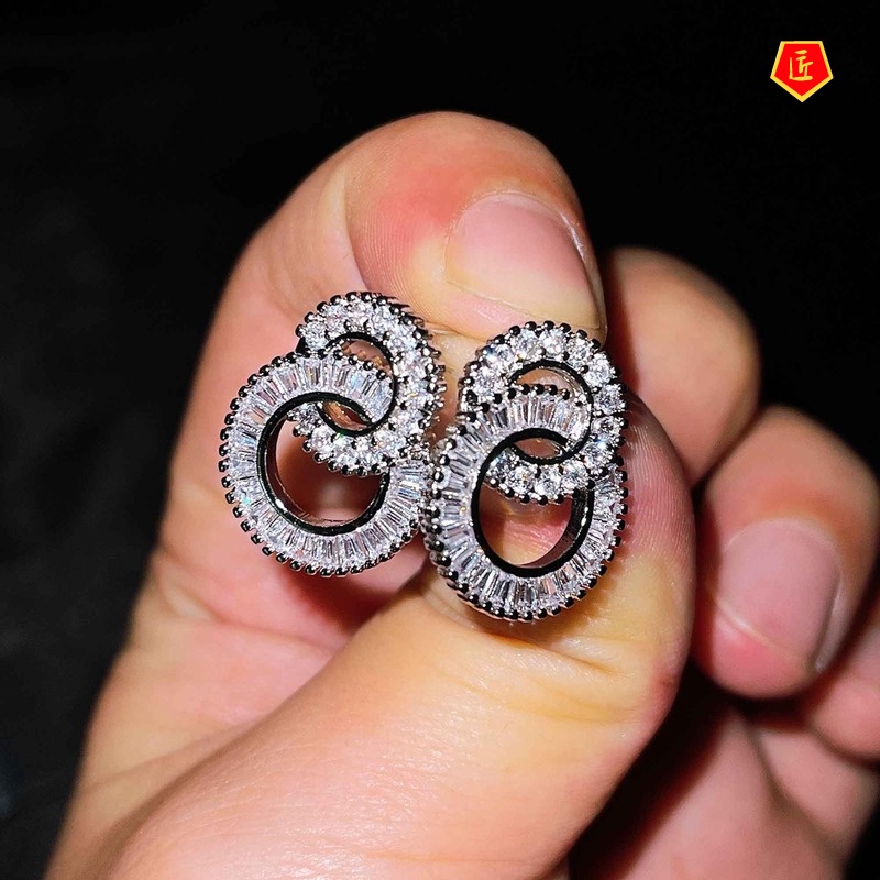 [Ready Stock]S925 Silver Double Circle Stud Earrings Simple Fashion