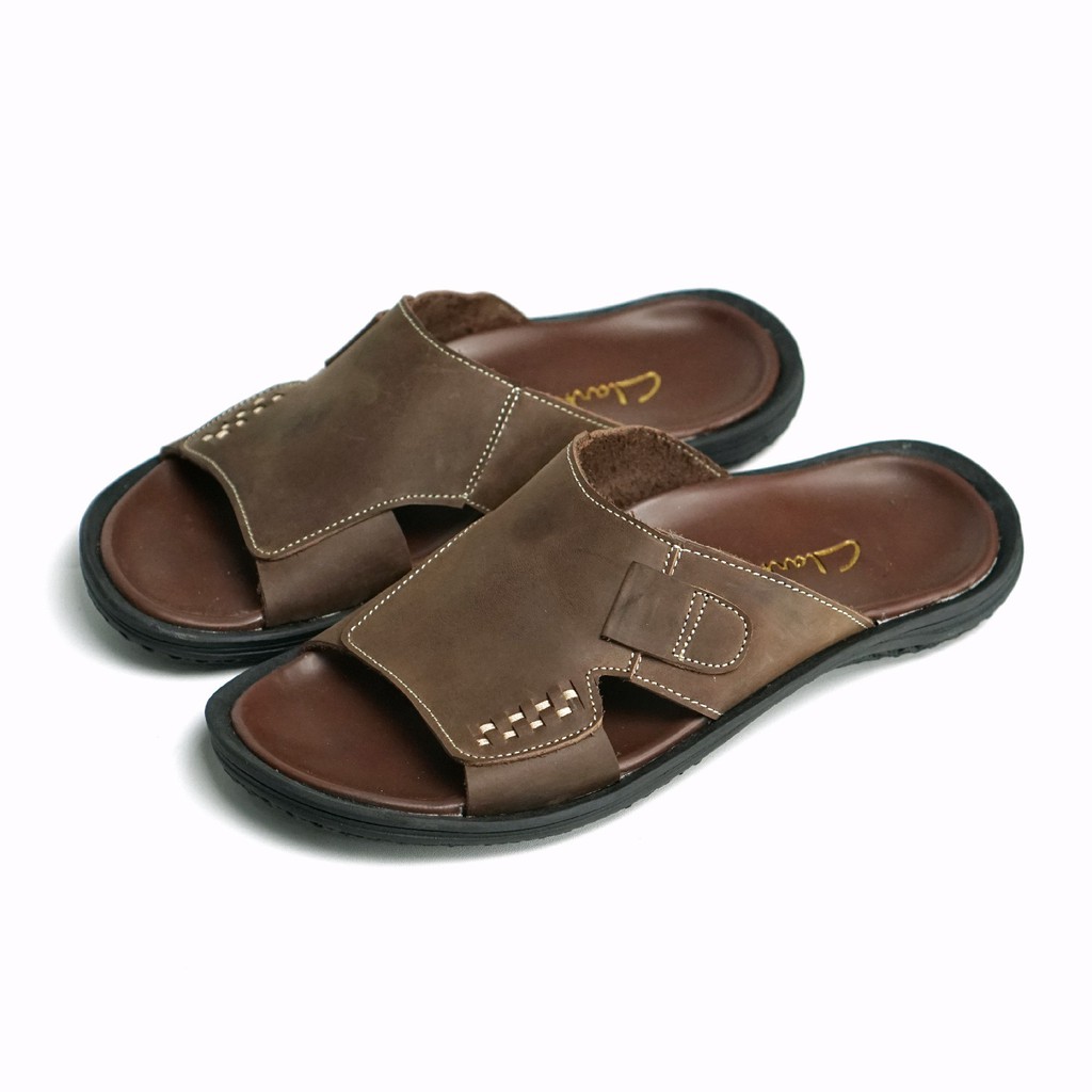 Sandal Slop Pria Santai Kulit Asli Sendal Flip Flop Sandals 94S