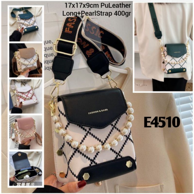 Gij. Phone Bag Tas Selempang HP Wanita Slingbag Mini E4510 1kg3 PEARL COC QUILTed LOCK MKM FINS CHAI