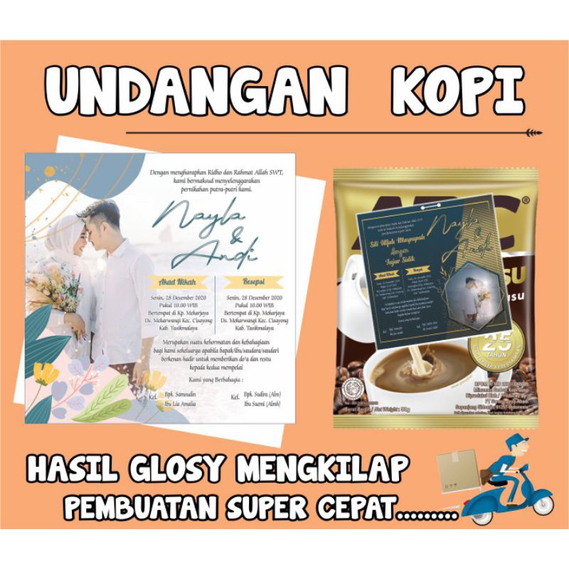 undangan kopi mini rustic/udangan kopi murah/undangan pernikahan/undangan mini unik