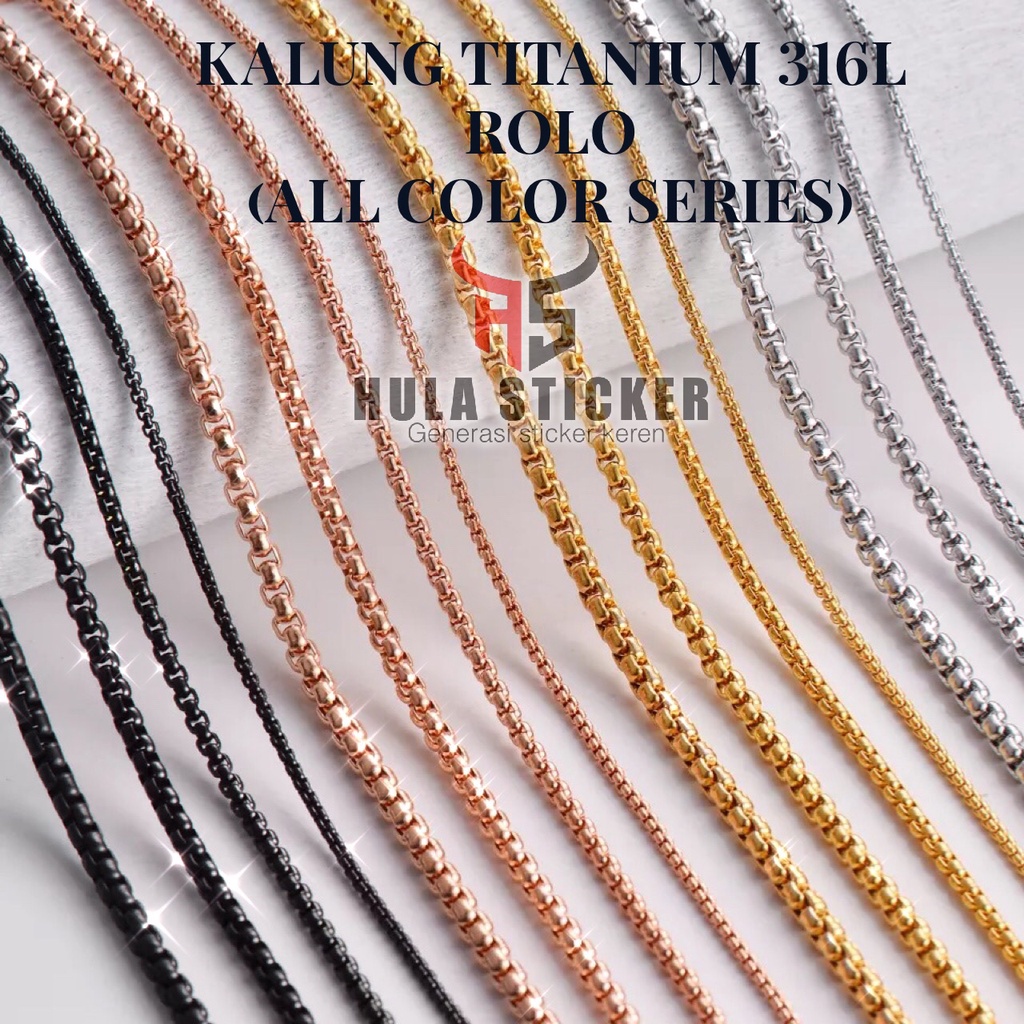 Kalung Titanium Wanita Pria Stainless 316L Rantai Kalung Titanium ROLO Anti Karat Dan Tidak Luntur