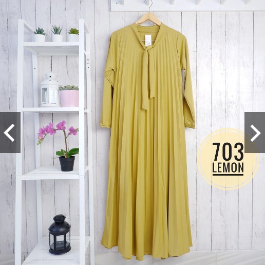 BD 703 - GAMIS PLISKET LEHER DASI MODEL PITA REMPEL MAYUNG HYGET MUSLIM POLOS ABG MURAH MAXY PANJANG