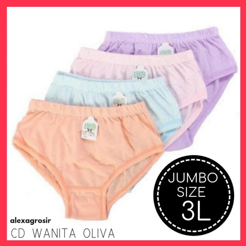 12pcs Celana Dalam CD Wanita OLIVA Lokal Bahan katun/ LINGERY size M L XL 3L 4L