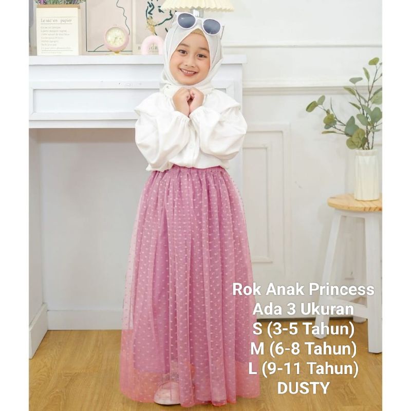 Rok Tutu Anak Perempuan Import Panjang Tille Dot Rok Princess 3-11 Tahun Matt Moscrepe Mix Tille Dot Good qualty premium