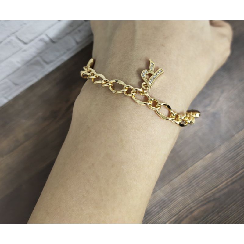 Fifi Fashion Gelang Tangan Xuping Model Ring  Fashion Gepeng Gantung Abjad 19#