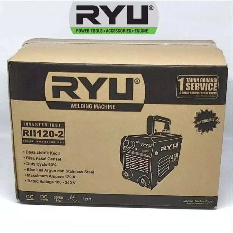 Ryu Mesin Las IGBT 450 Watt RII 120-2 / Trafo Las Welding Inverter