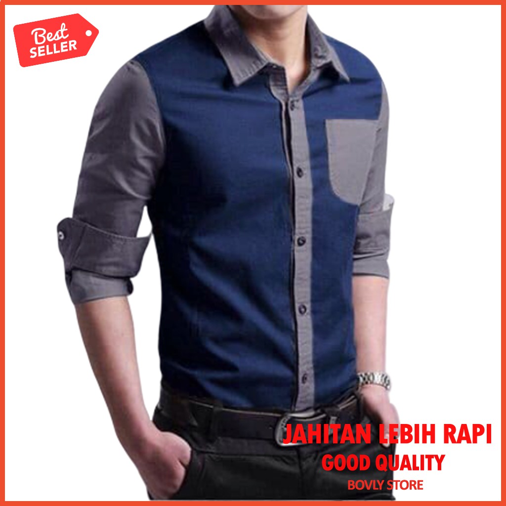 Kemeja Pria Fashion Keren Casual Hem Atasan Cowok Model Terbaru B1C0 Formal Murah Best Seller Baju