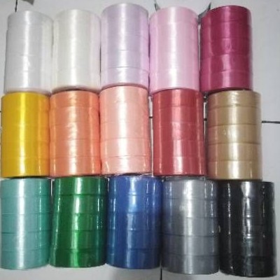 Pita satin ribbon 2,5 cm hiasan hampers parcel lebaran idul fitri 20 yard seri warna 1