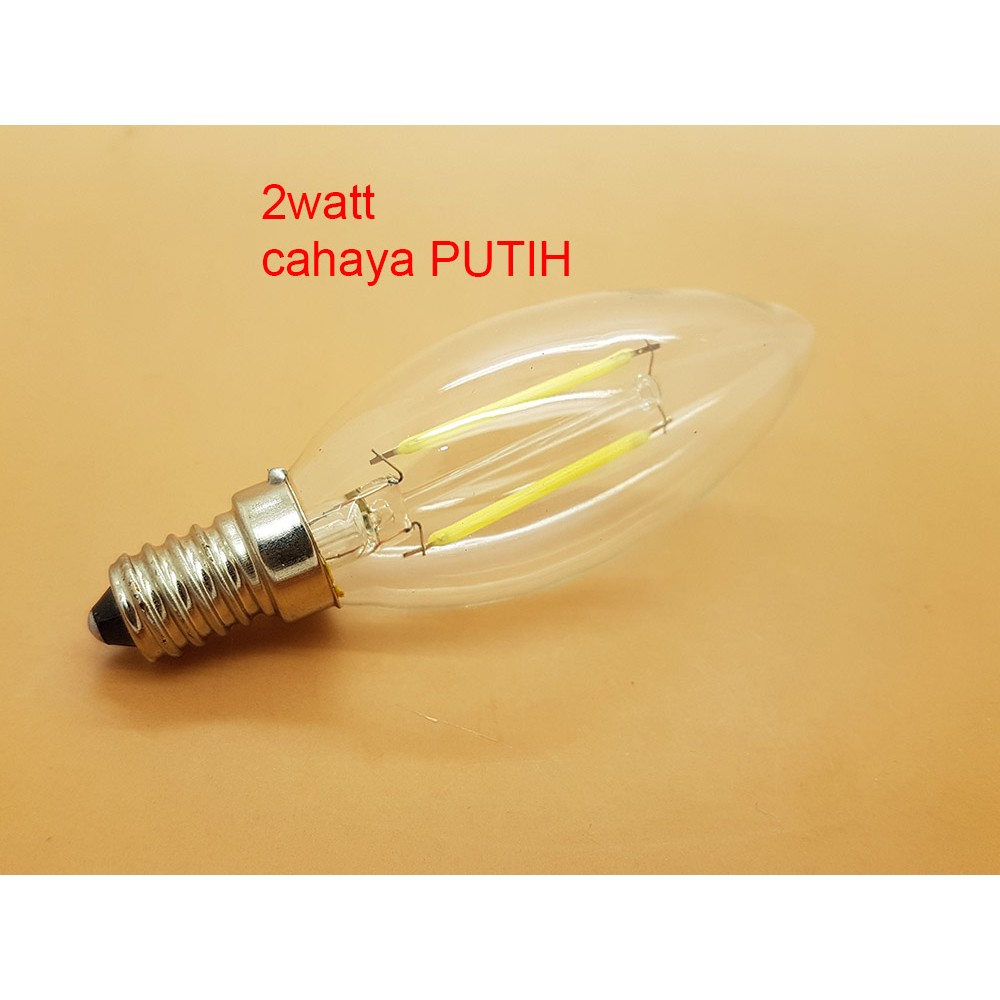 2 watt cahaya PUTIH E14 LAMPU BOHLAM LED EDISON FILAMENT BULB