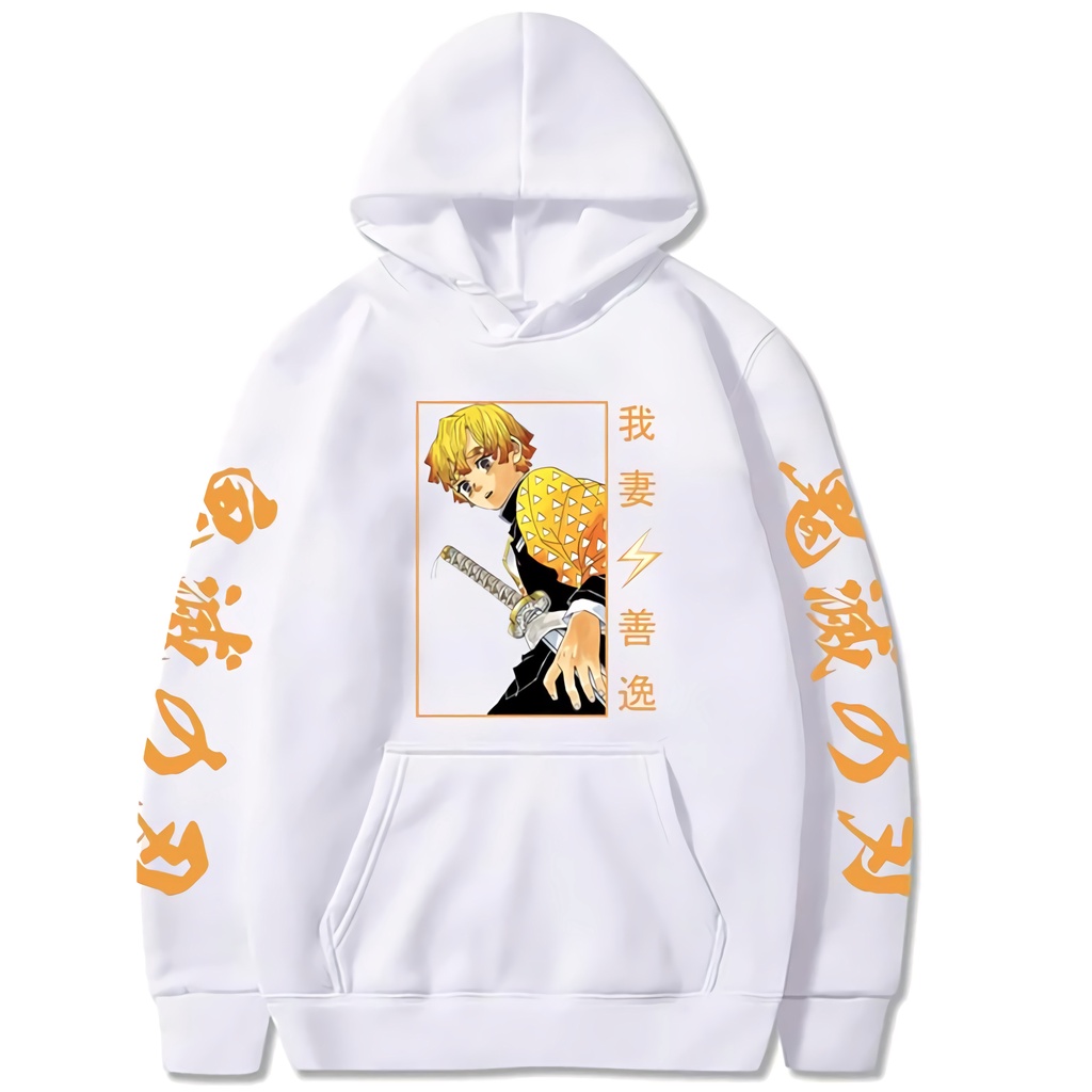 Hoodie Zenitsu Agatsuma Anime Manga Demon Slayer Kimetsu No Yaiba Premium