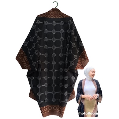 OUTER SCARF CARDIGAN MOTIF TERBARU LUNA HITAM